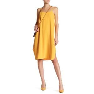 Trina Turk Toucan Gold Rounded Hem Nara Crepe Shift Dress XS NWT